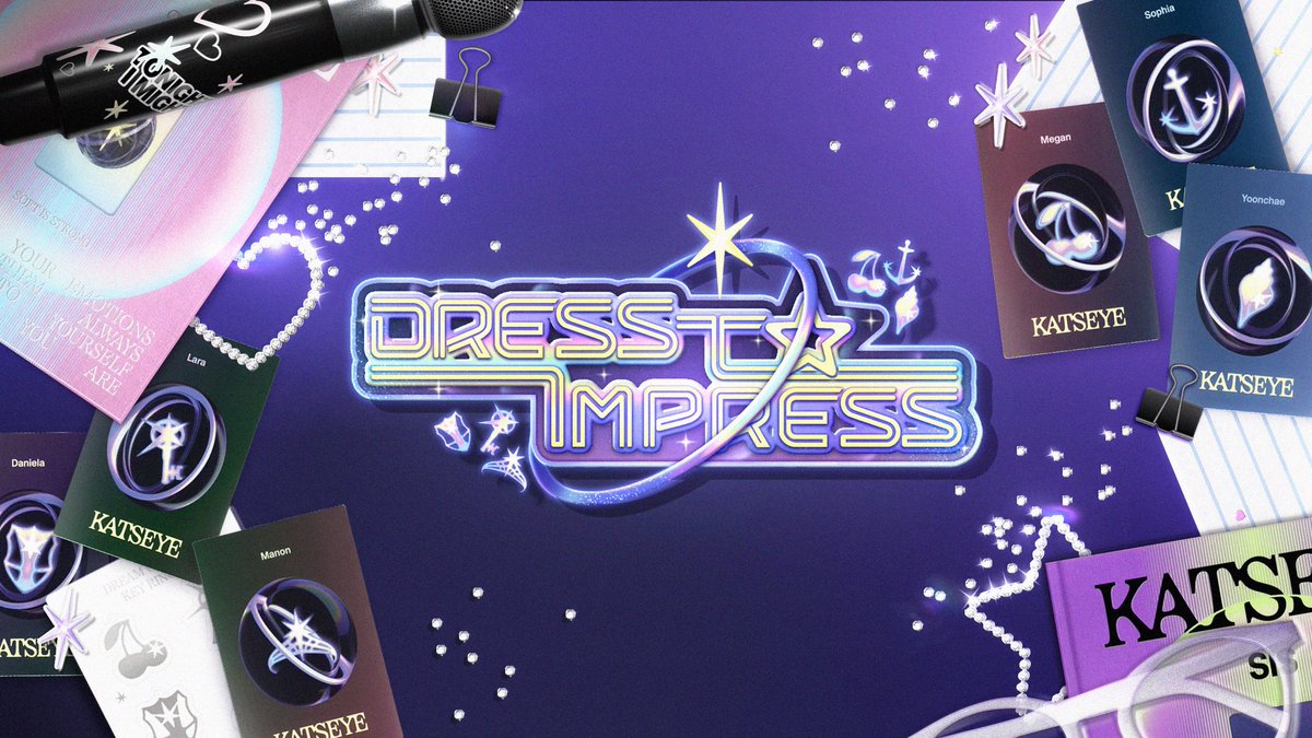 TheDTINews's tweet image. Dress To Impress updates the KATSEYE collaboration logo for EYEKONS.