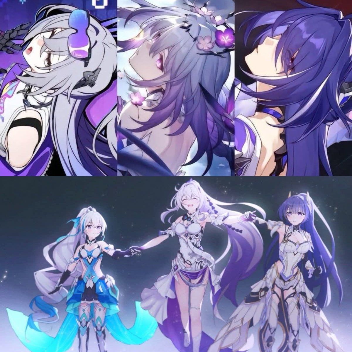 hsrmemes_'s tweet image. Suddenly realized this is the trio of icons from Hi3 

#HonkaiStarRail