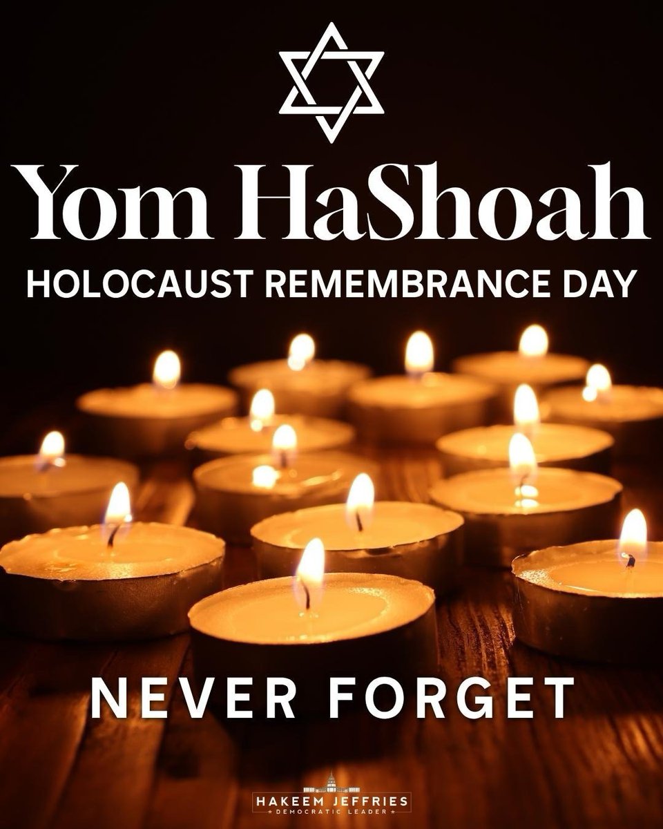 RepJeffries's tweet image. On Yom HaShoah, we commemorate the victims of the uniquely horrific crimes against humanity carried out by the Nazis and honor the six million Jewish lives lost.

And we stand with our Jewish brothers and sisters in the urgent fight to crush antisemitism.

#NeverAgain