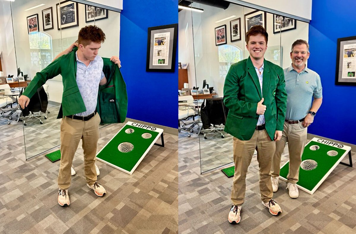dpl_fp's tweet photo. Rory wasn't the only winner this weekend. Our own Hagan Aldridge also picked up his second green jacket at DPL's office golf contest. Congrats, Hagan! https://t.co/kzOiAF42vK