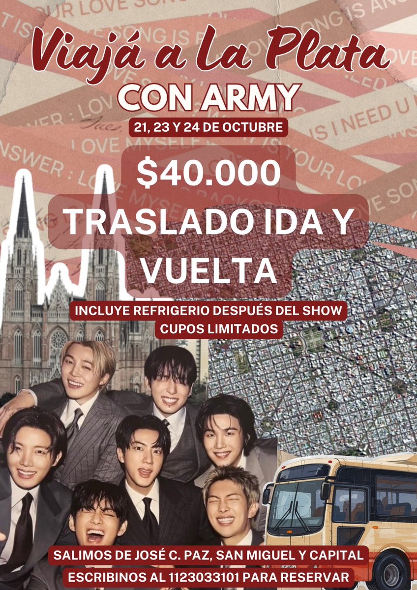 namjoonista17's tweet photo. @bombjungkook Holis no quiero spamear pero si a alguna le sirve con unas amigas bitiseras estamos organizando un micro que sale de JCP y para solo en San Miguel y UADE para los 3 días. Somos army y no usamos ia jajaj https://t.co/ZXBP8RcS9Y