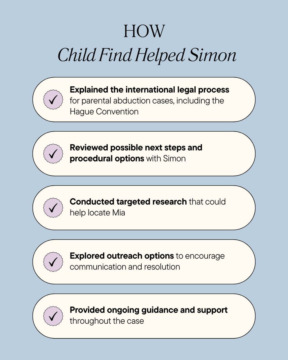 child_find's tweet image. In our most recent Family Story, we learn about Simon, whose daughter Mia was abducted by her noncustodial mother from Austria and taken to the US. 

To learn more about how we helped Simon, please visit childfindofamerica.org/simons-story/.

#familyservices #familysupport #familiesfirst
