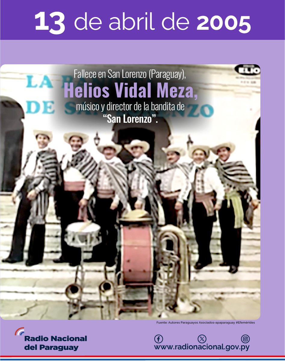 Hoy recordamos el fallecimiento de Helios Vidal Meza, músico y