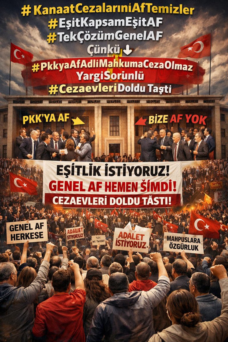 Vedatilhs's tweet photo. @avbulentkaya Adalet sistemi toplum için vardır. Toplumun huzuru her şeyden önemlidir. Bu nedenle çözüm gecikmemelidir. #EşitKapsamEşitAF bunun yoludur. Çünkü #TekÇözümGenelAF

#KanaatCezalarınıAfTemizler
Çünkü
⬇️
YargıSorunlu 
#CezaevleriDolduTaştı
SnErdoğan 48GenelAf https://t.co/Ubpzqi8GzE