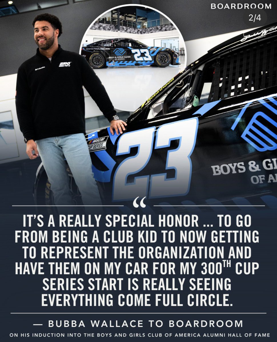Bubba Wallace will be sponsored by Boys &amp; Girls Club of America for Bubba’s 300th start at Kansas this week. 💙
