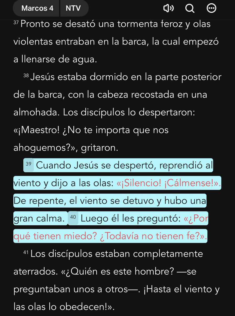 chech0x's tweet photo. “Cuando Jesús se despertó, reprendió al viento y dijo a las olas: «¡Silencio! ¡Cálmense!». De repente, el viento se detuvo y hubo una gran calma. Luego él les preguntó: «¿Por qué tienen miedo? ¿Todavía no tienen fe?».”
Marcos 4:39-40 NTV
https://t.co/mJMlgWpAWt https://t.co/23dPH4kj7I