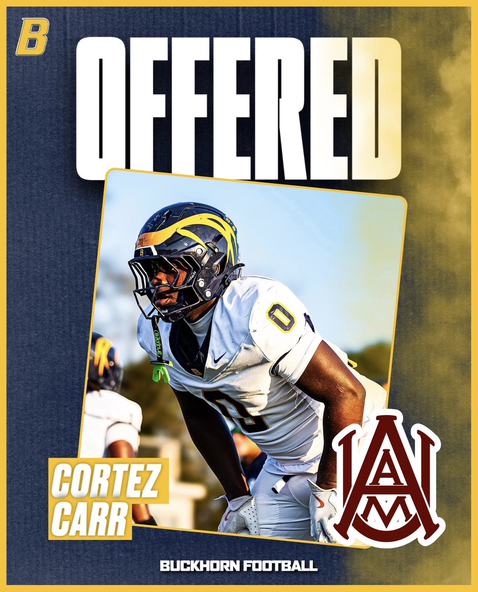 Bucks_Football1's tweet photo. Congratulations to Cortez Carr Jr. on earning an offer from Alabama A&amp;M! 

#beELITE | @RecruitBuckhorn https://t.co/W6qIHGOizh
