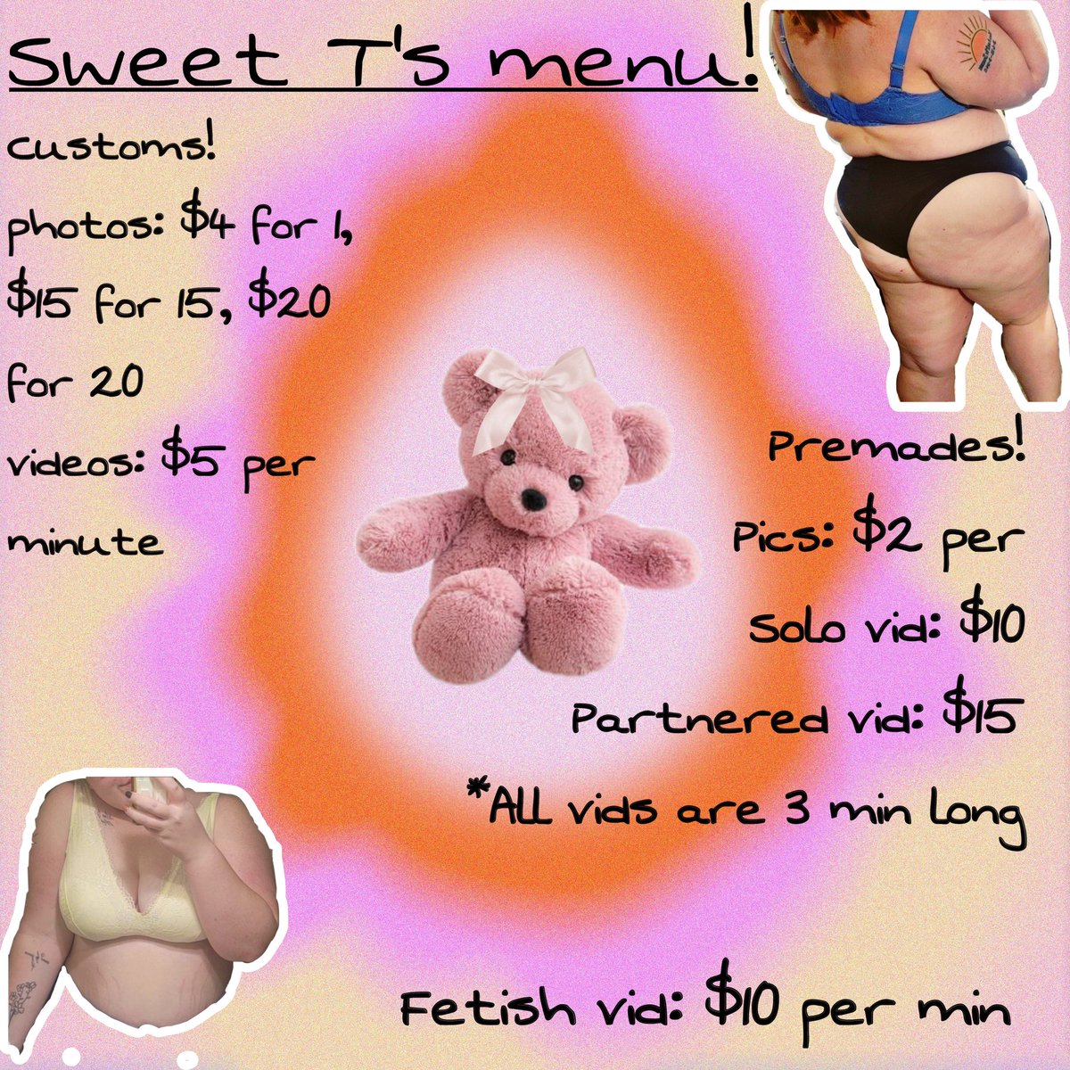SweetTeaseOF's tweet photo. My menu! 😋 https://t.co/L8HLqOPR5M