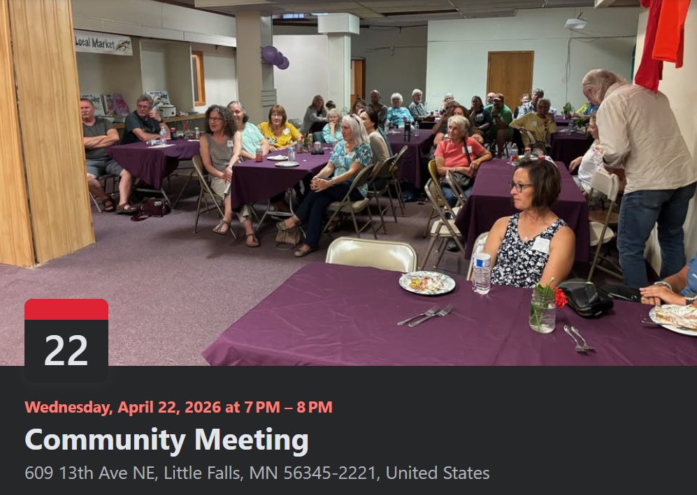 cdcmorrisonmn's tweet image. Mark your calendar for #ThePurpleCarrotMarket Community Meeting on 📆 4/22 at #SproutMN 📍609 13th Ave NE, in #LittleFallsMN. 
Everyone is welcome to attend. Whether you're an owner, a future shopper, or simply curious about the co-op: facebook.com/share/1Cm8qdkq…
#MorrisonCounty