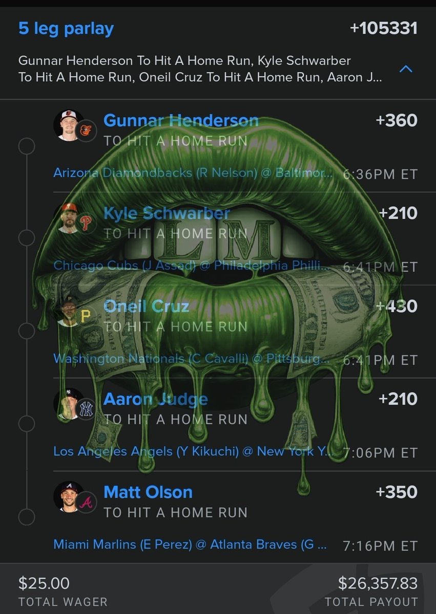 Ladi_Mayhem's tweet image. $25 ➡️ $26K 💣
Like and retweet let's break FanDuel 
manifest it. speak it. watch it hit.

back outside.
account.sportsbook.fanduel.com/sportsbook/add…

Mayhem Made. Bank Expected 🫡#MLB #SportsBetting #Parlay #HomeRun