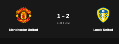 🚨 FT: Leeds United 2-1 Manchester United
59% possession. 10+ corners. ZERO control.⚽

Leeds goals: Brace by Noah Okafor

🔴 Lisandro Martínez’s red card flipped the game.
⚽ Casemiro — Only consolation.

United? Toothless when it mattered most.
Possession means NOTHING without