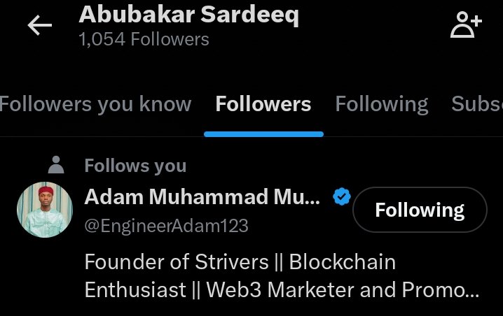 sardeeqq's tweet photo. Grateful for the follow back from one of Arewa’s inspiring crypto voices,  @EngineerAdam123. Truly means a lot 🙏

Your consistency and impact motivate builders like me to stay focused and keep growing.

More value, more connections, more wins ahead.
We move.
 #ArewaCrypto https://t.co/W12unt3z18