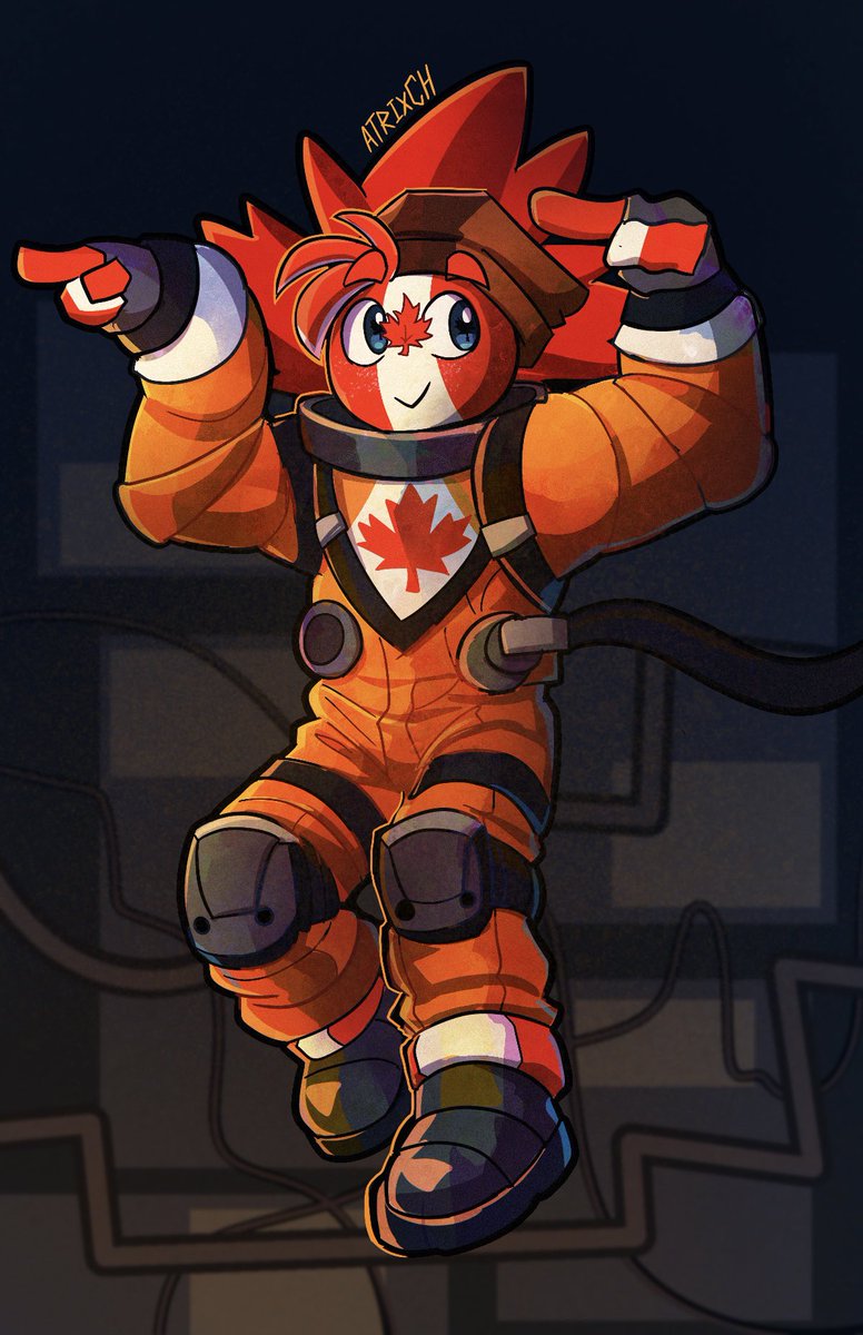 so cool Canada got to also participate in the Artemis II trip to the moon 
#NASA #Countryhumans 
(changed the suit a lil bit)