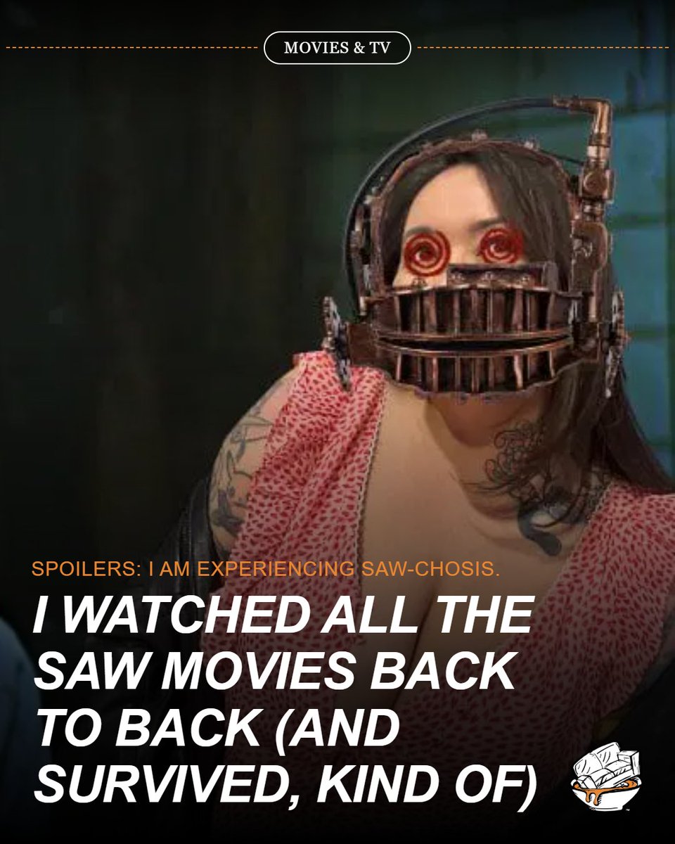 CouchSoup's tweet image. Watching every Saw movie back-to-back sounds like a challenge — and maybe a little bit of a nightmare. 🎬 Read what it’s like to survive a full Saw marathon (kind of) 
 👉 couchsoup.com/movies/i-watch… 

#Saw #HorrorMovies #MovieMarathon #FilmTwitter #HorrorFans