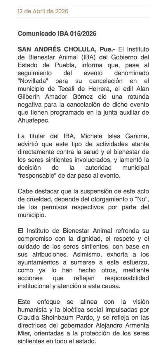 Movimiento Animalista de Puebla tweet media