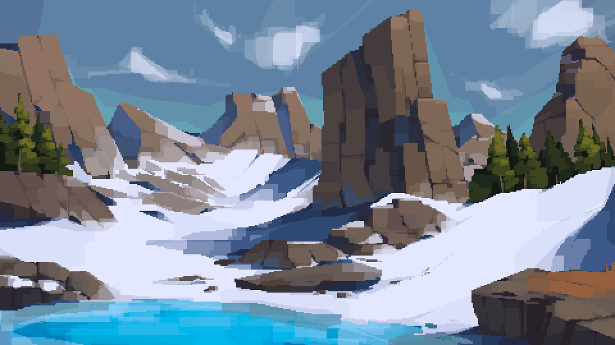 UnfuneralOD's tweet image. Snowy mountain environment study

#pixelart #gamedev