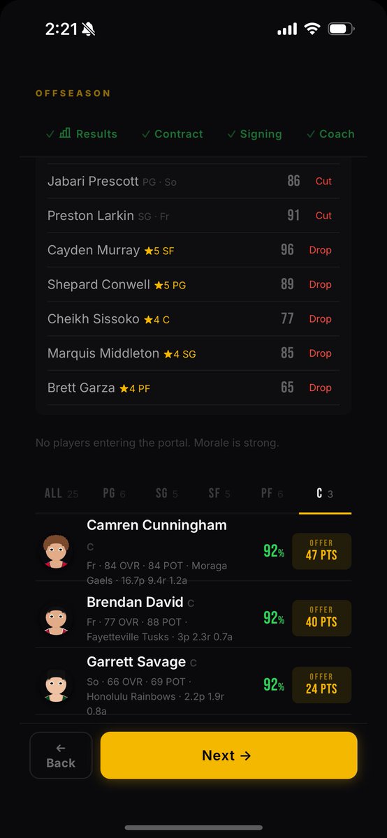 JimBigDogJones's tweet photo. @HardwooodEmpire having issues offering transfer portal players, offer button isn’t working https://t.co/EJ1PenDOCZ