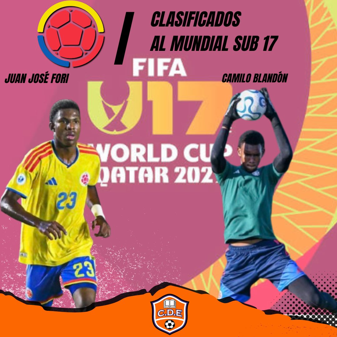 cdestudiantil's tweet photo. 🧡🤍🩵 #OrgulloCDEstudiantil Nuestros jugadores Juan José Fori y Camilo Blandón, consiguieron con la 🇨🇴 @FCFSeleccionCol en tiquete directo al Mundial Sub17, que se disputará en Catar este 2026🇶🇦 
.
👉FELICITACIONES POR EL LOGRO. VAMOS POR MÁS❗️ https://t.co/WVh7qdlMRP