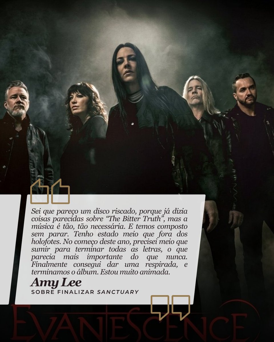 PortalAmyLeeBR's tweet image. "Dá uma sensação incrível finalmente lançar as músicas que a gente não parava de ouvir", disse Amy Lee com entusiasmo sobre finalmente lançar músicas novas que têm sido trabalhadas há três anos. #Sanctuary