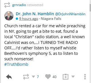 weecalvin1509's tweet image. I wonder if it was MacArthur's radio programme Hamblin turned off? 🤔 
That said, it was pretty good of him to bring Spurgeon's wisdom to @grnradio 👏 His mentor #TomMalonePreachedWithCalvinists 👏 
Hamblin calls some Calvinist preachers #oldpaths 👏 
#truthsforthesetimes
#class