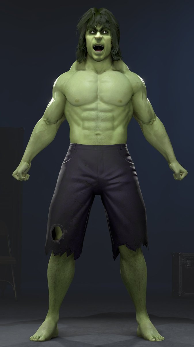 UncleCreepy's tweet image. Because it was quick … #louferrigno as 70s TVs #hulk (Pasty green jelly shoes not included) is available for download in #wwe2k26. Custom everything. #getoffmylawn #wrestling