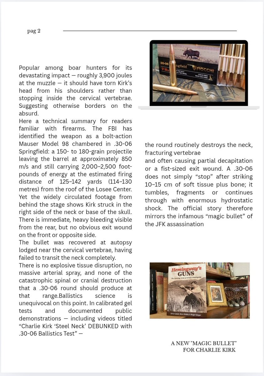 Columns61's tweet image. A NEW ‘MAGIC BULLET’ FOR CHARLIE KIRK
The #CharlieKirk case is rapidly turning into yet another grim episode in which logic and hard evidence appear to clash head-on with the official narrative. Once again, an unseen power — its exact nature increasingly unclear — seems