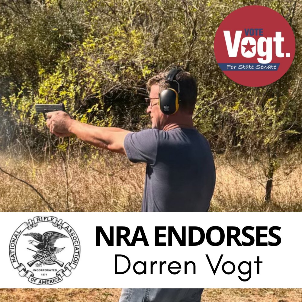 NRA-PVF Endorses Darren Vogt

The choice when it comes to protecting your Constitutional freedoms is clear:

Darren Vogt "A" Rating 
Liz Brown "D" Rating 

Stand with the National Rifle Association and vote for Vogt on or before May 5th.