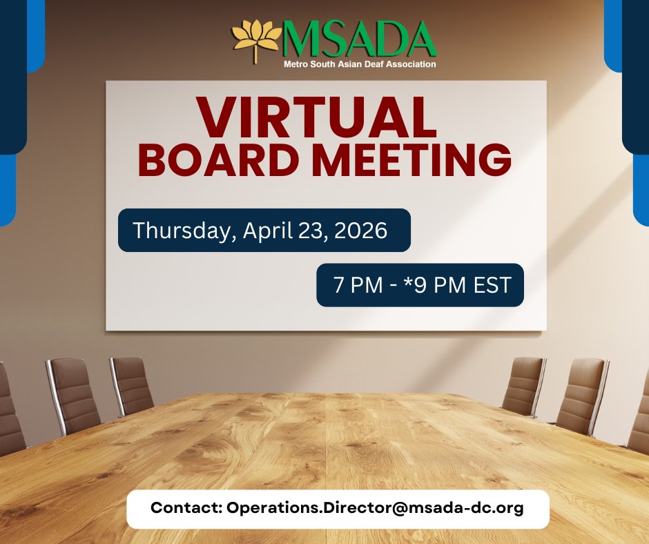 MSADADC's tweet photo. Mark your calendars! Our next Virtual Board Meeting is happening Thursday, April 23. 

Let’s connect and grow together. 

 #MSADA #MSADADC https://t.co/JGSgo2AfSj