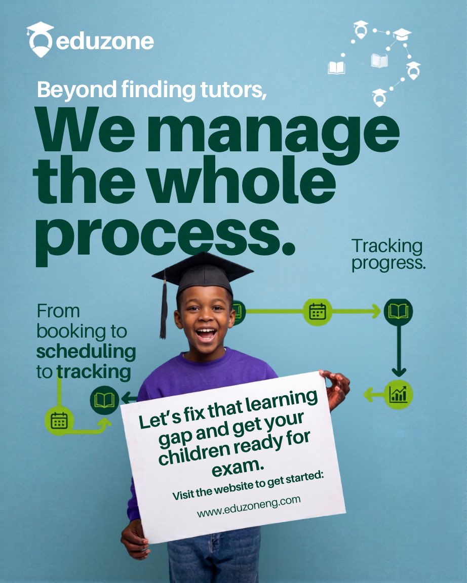 officialeduzone's tweet image. Beyond finding tutors 

We track academic progress and report back to you 

#eduzone #onlineclass  
 #onlineclassforkids #onlineclassforkidsph #onlineclassforkidsinabuja #OnlineClassHelp #onlineclassforkidsinnigeria #onlineclasshelper #onlineclassforkidsindiaspora