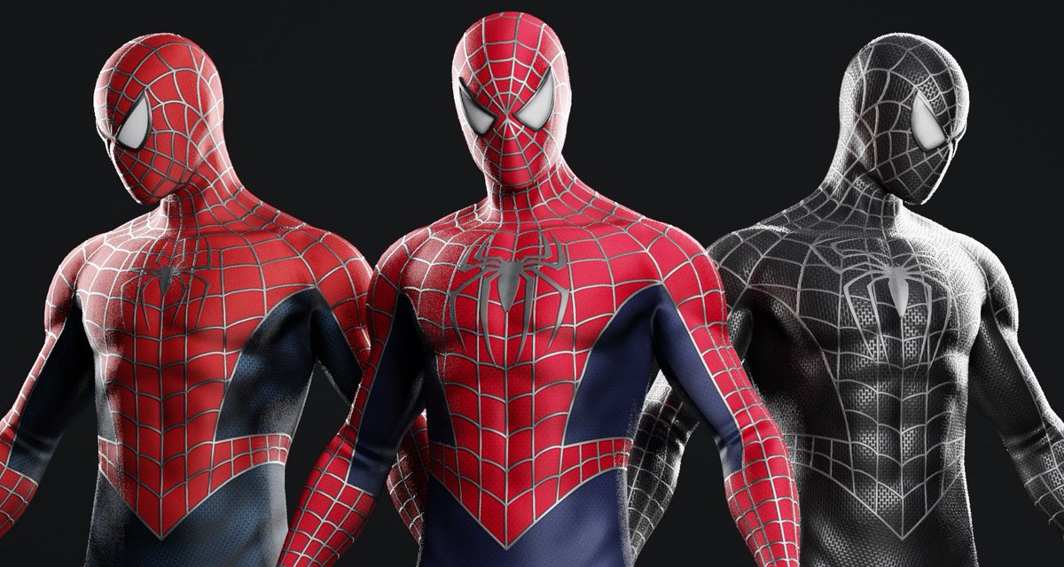 superevan5's tweet image. Full suite of Raimi suits #spiderman #marvel #blender
