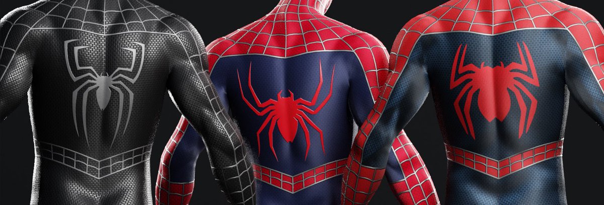 superevan5's tweet image. Full suite of Raimi suits #spiderman #marvel #blender
