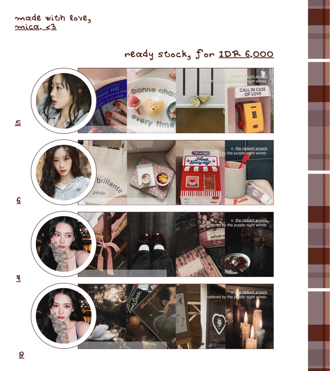 seraphicque's tweet photo. kindly hype?  arigato ___⭐️

mica's  here  to  bring  you  ready  stock  layout  featuring  carmen,  giselle,  &amp;&amp;  karina.  get  two  ava  &amp;&amp;  one  header.♡

🎀𓍢ִ໋ Gently tuck this into your heart! claim yours through mica’s lovely dm or telegram. 순수, ꒰💌꒱

#zonauang https://t.co/5NnkYQOh7u