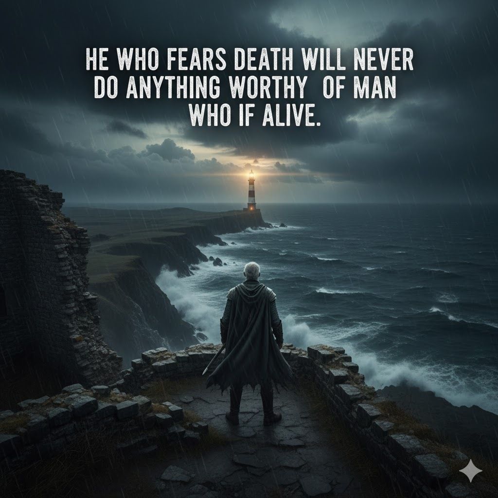 QuotesShare's tweet image. He who fears death will never do anything worthy of a man who is alive. 

#Fearless #Courage #Stoicism #LiveFully #Bravery #NoFear #LifeQuotes #Quotes #ShareInspireQuotes