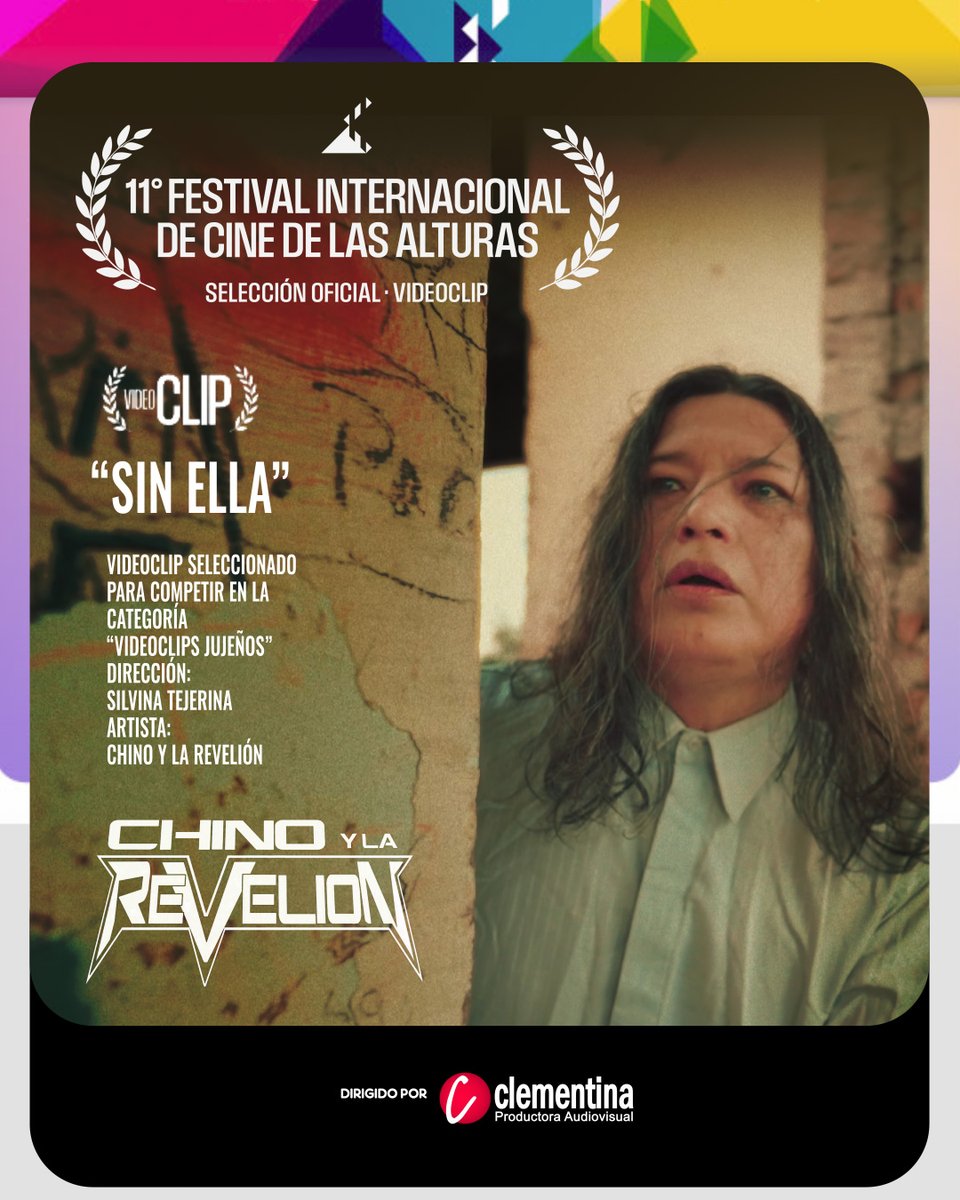 ClementinaVideo's tweet photo. Muy felices de participar por 1° vez del "Festival Internacional de Cine de Las Alturas" con el #videoclip "Sin ella" de El Chino y La Revelión que fue seleccionado para la "Competencia Videoclips Jujeños"!!!! Muchas gracias "Cine de Las Alturas"!!!! https://t.co/8eXxD9xSy4
