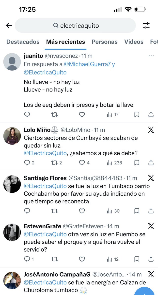CentralNewsEC's tweet image. ⚡️Se reportan cortes de luz esta hora en sectores de #Quito como Puembo, Cumbayá y Tumbaco.
👉🏻 Usuarios indican interrupciones prolongadas y hasta el momento la @ElectricaQuito no ha emitido un pronunciamiento oficial sobre la causa o el tiempo de restablecimiento.