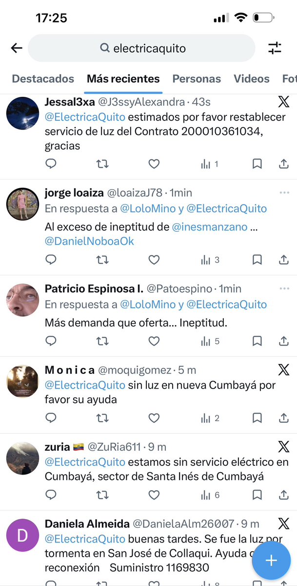 CentralNewsEC's tweet image. ⚡️Se reportan cortes de luz esta hora en sectores de #Quito como Puembo, Cumbayá y Tumbaco.
👉🏻 Usuarios indican interrupciones prolongadas y hasta el momento la @ElectricaQuito no ha emitido un pronunciamiento oficial sobre la causa o el tiempo de restablecimiento.