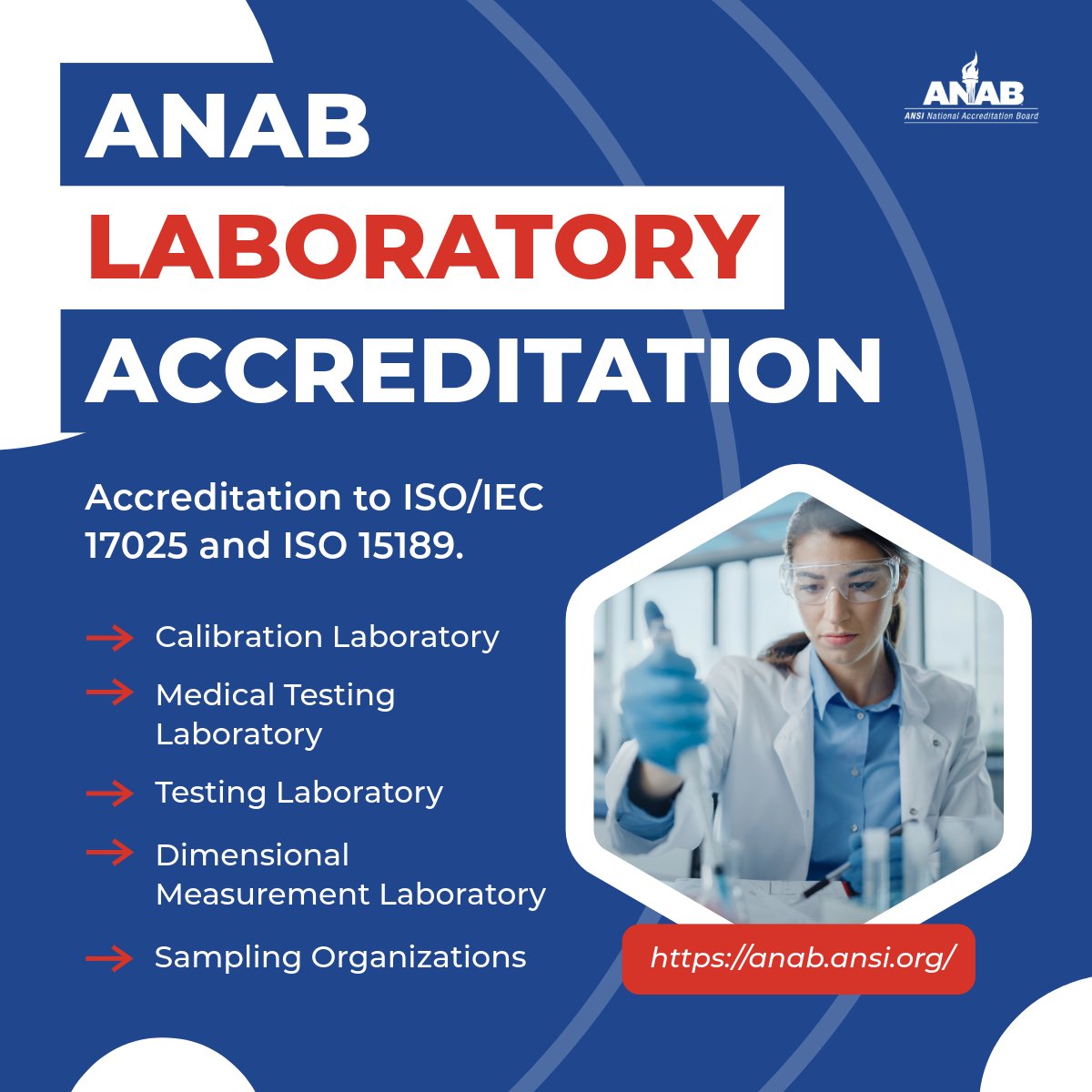 ANAB_ACCREDIT's tweet image. ANAB’s #Laboratory accreditation program was designed to align with standards like ISO/IEC 17025 and ISO 15189, which supports testing and calibration laboratories in delivery reliable results that customers and stakeholders trust. By being accredited by ANAB, your laboratory can
