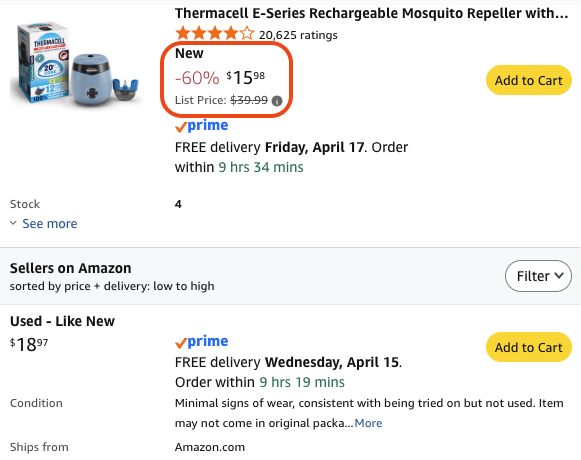 Pricerrors's tweet image. PRICE ERROR ON MOSQUITO REPELLER?

Thermacell Mosquito Repeller on Amazon just dropped to $16  

Creates a 20ft mosquito-free zone, rechargeable, and no spray

Cheaper than buying it used...

pricedoffers.com/mjpjm #ad