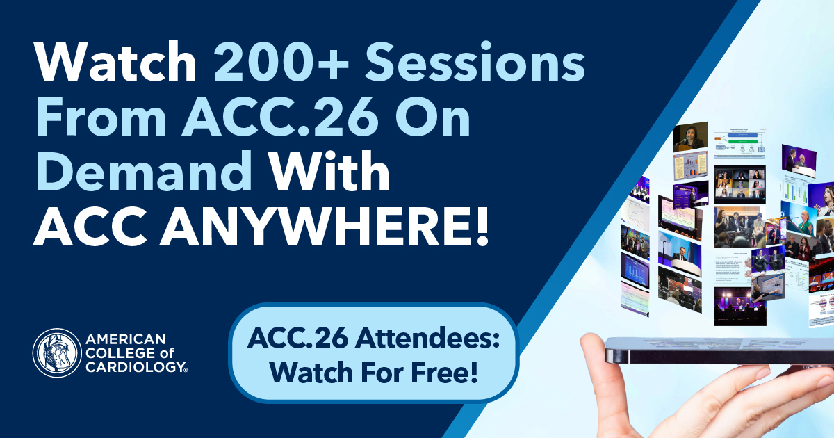 ACCinTouch's tweet image. 📣 #ACC26 Attendees: Continue your learning with three months of FREE access to #ACCAnywhere – included with your #ACC26 registration. Get access to thousands of videos, including top science, inspiring keynotes, and insightful presentations.

Learn more: bit.ly/4cokRqW