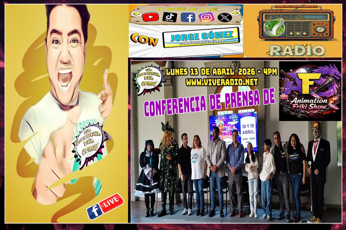 Cuarteldelcomic's tweet photo. Este #Lunes a las 4pm en El @Cuarteldelcomic en @viveradiomx  tendremos toda la información de la #ConferenciaDePrensa de @AnimationFriki para el fin de semana 18 y 19 de abril en la #alcaldiaazcapotzalco ve nuestro #FaceLive o ingresa a https://t.co/F5Khv32AGg te esperamos. 😁🫰 https://t.co/CGmMZ4ky2I