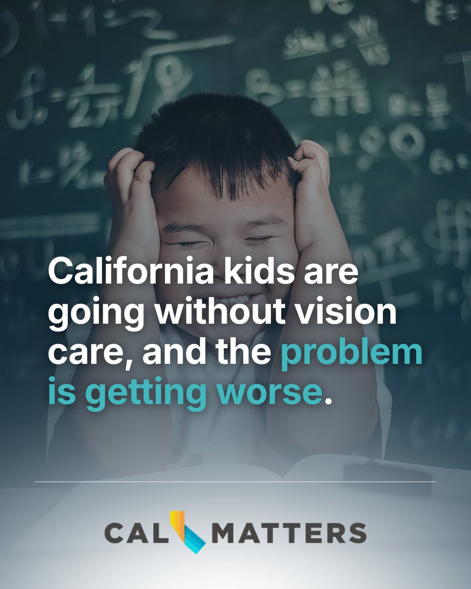 COA_Vision's tweet photo. “California kids are going without vision care, and the problem is getting worse.”

@CalMatters reporter Kristen Hwang covers the impacts of California’s failure to deliver crucial vision care services to children enrolled in #MediCal. 

👉https://t.co/S29zzEtRlt https://t.co/wZinLLqMKc