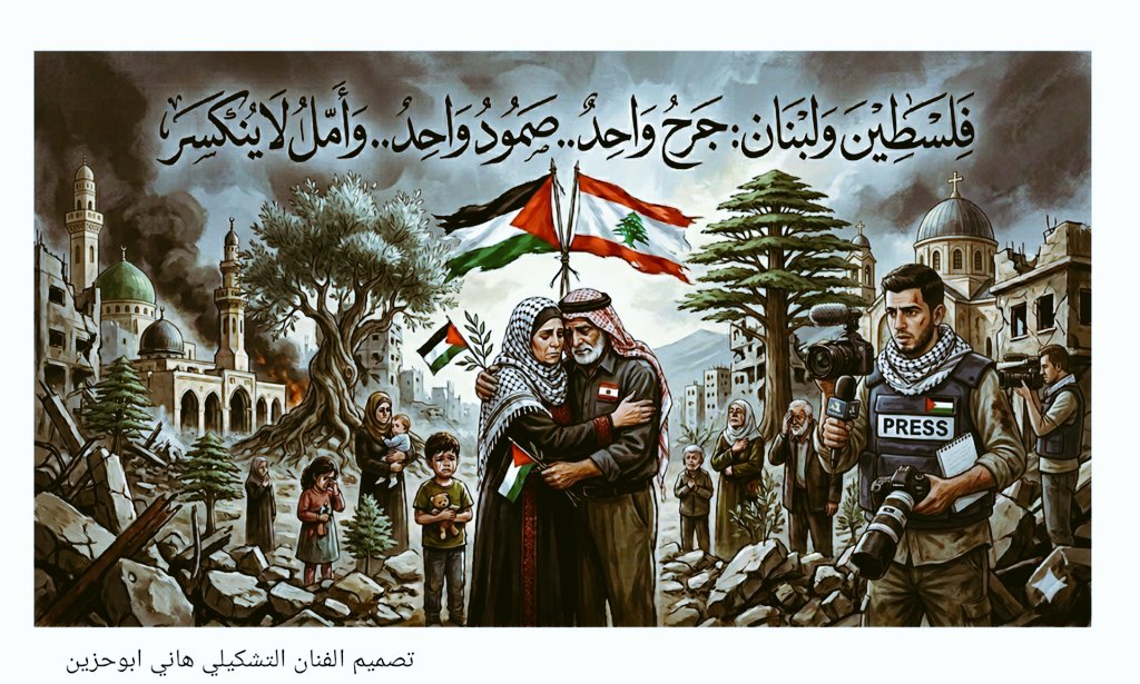 من قلب غزة إلي لبنان الحبيب 
"تؤام الجرح": تُوصف العلاقة بأنها علاقة "تؤام" يتقاسمان الألم ذاته من بيروت إلى القدس، ومن الجنوب اللبناني إلى غزة الصامدة
<a href="/ghadaoueiss/">Ghada Oueiss غادة عويس</a>