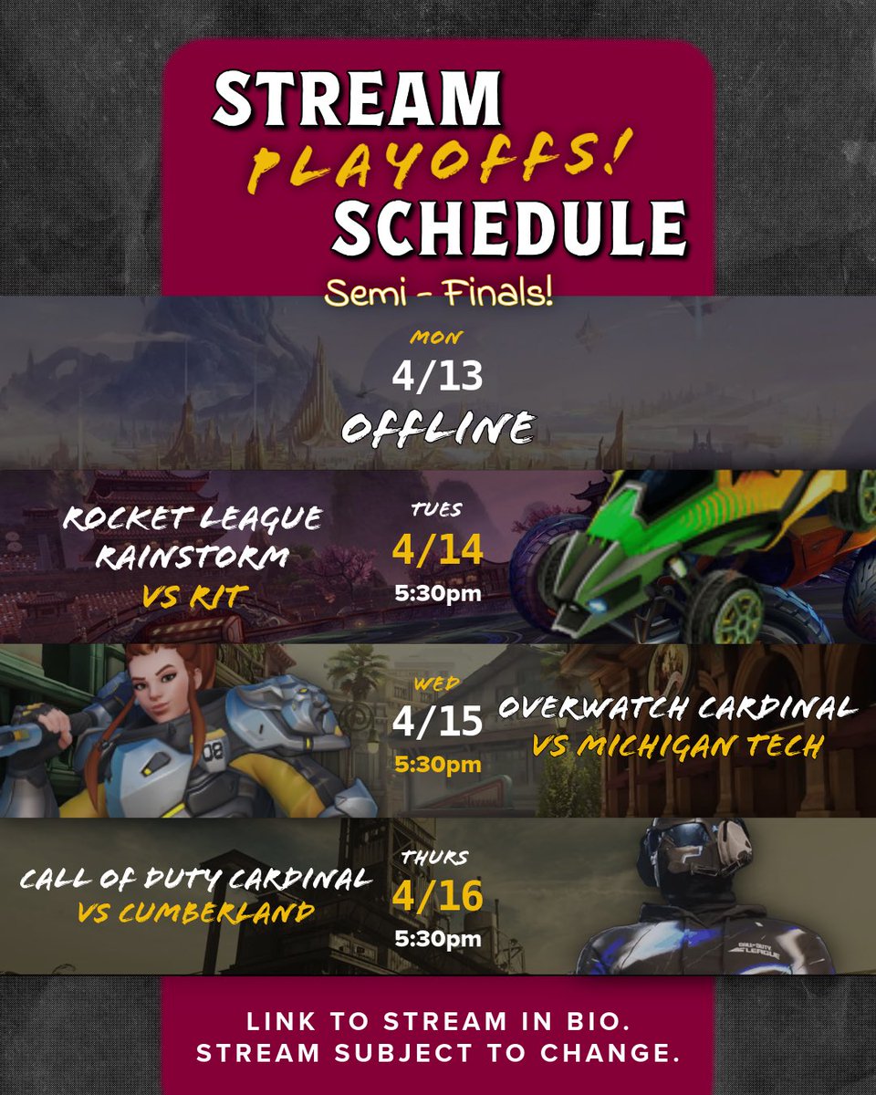 EsportsCSUDH's tweet image. Our teams have made it to semi's!!! 🤩🤩 Cheer on our teams starting tomorrow on our Twitch! 🤘
#esports #csudh #csudhesports