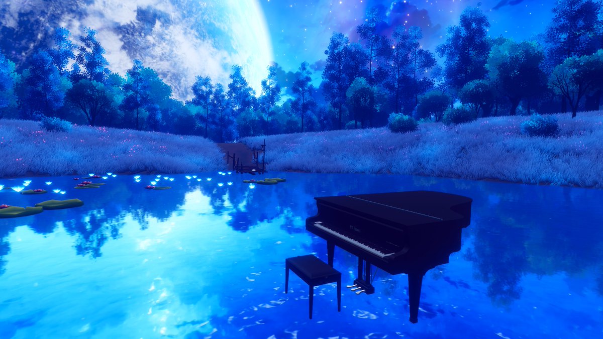 metametarea's tweet image. 大きな惑星が見える自然のワールド
全体的に蒼く綺麗で、特に湖が美しい
光るキノコを触ると曲が流れ始める
world：RE˸ a-lin
By     ：齊 iii
タグ：景観　自然
URLはリプライに記載↓

#VRC #VRChat_world紹介