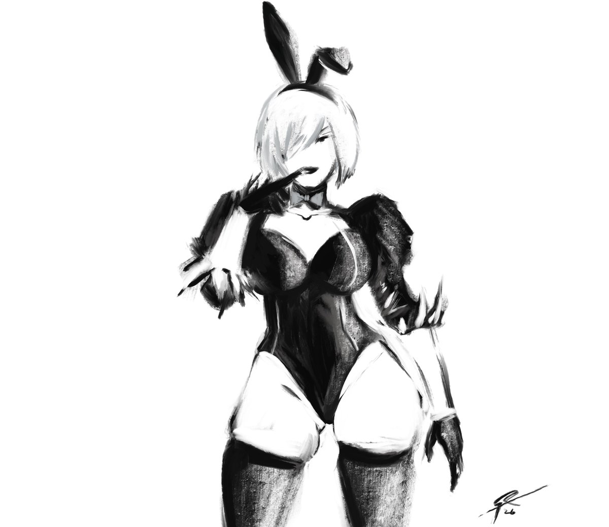 Con este boceto use otras brochas para un efecto diferente #ganubys #procreateart #sketch #2B #nierautomata
