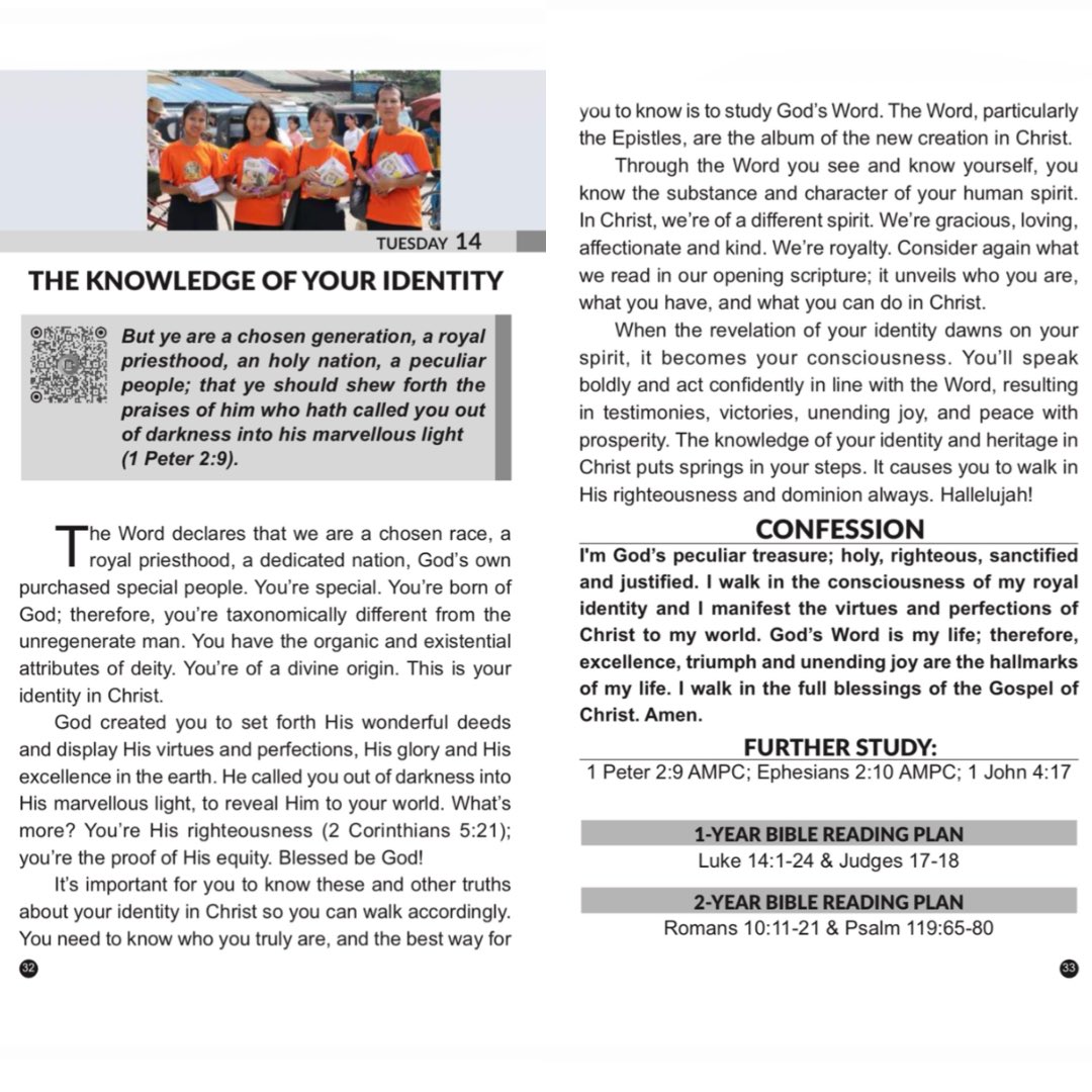 Today’s Rhapsody of Realities by Pastor Chris Oyakhilome 14 April 2026: THE KNOWLEDGE OF YOUR IDENTITY ❤️🔥🙏🏽 read.rhapsodyofrealities.org/rin/takueinjap…