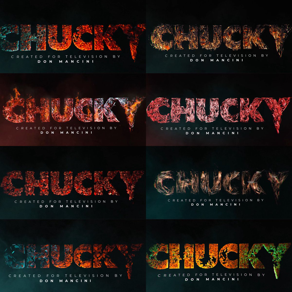 GoryGrin's tweet image. Chucky season 1 title cards🔪🩸