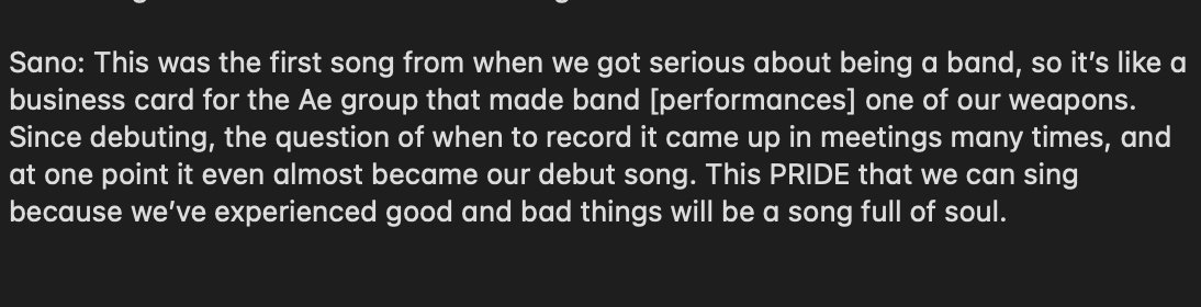 betsuniaekedo's tweet photo. Sano: [see image for full translation] This PRIDE that we can sing because we’ve experienced good and bad things will be a song full of soul. https://t.co/cDBkM3emJh