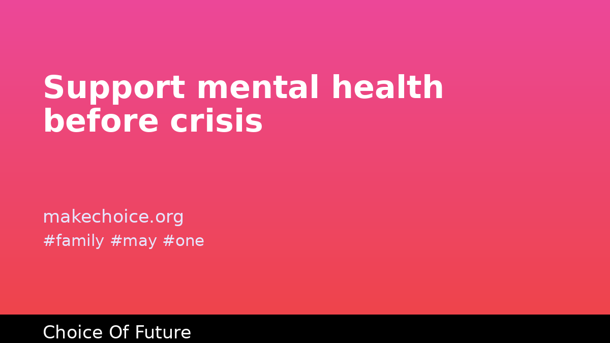 makechoiceorg's tweet image. A family may be one hard day away from crisis. Your tax-deductible donation keeps free mental health support available: makechoice.org/donate #family #may #one