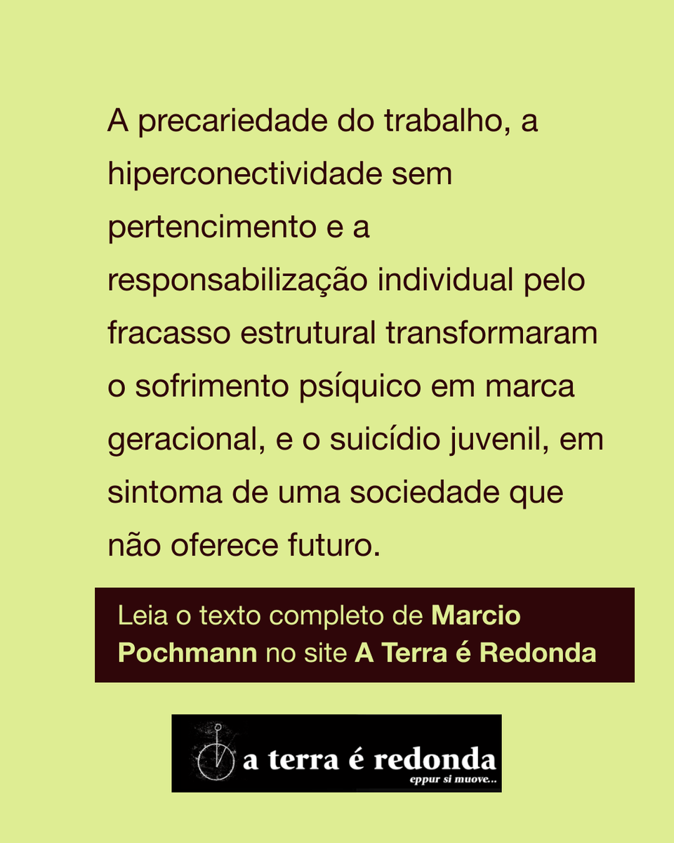Aterraredonda1's tweet photo. Sofrimento juvenil na era digital
Por Marcio Pochmann

https://t.co/7afZDaogaY

#aterraéredonda #MarcioPochmann https://t.co/smtdyvNZvO